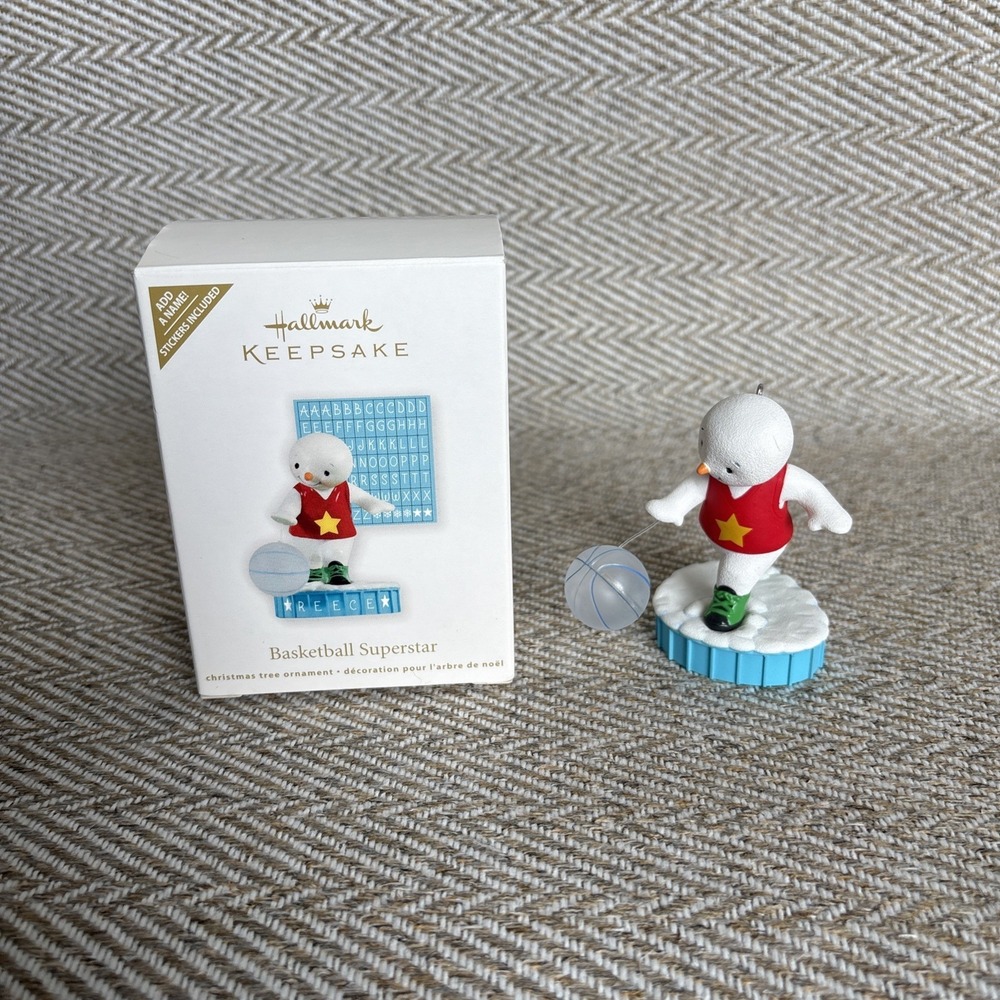 HALLMARK Keepsake Basketball  Superstar Alphabet Stickers Add A Name to Ornament